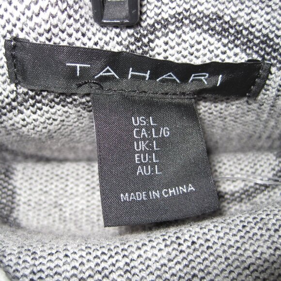 Tahari White and Black Heart Pattern Turtleneck Sweater - Picture 6 of 6